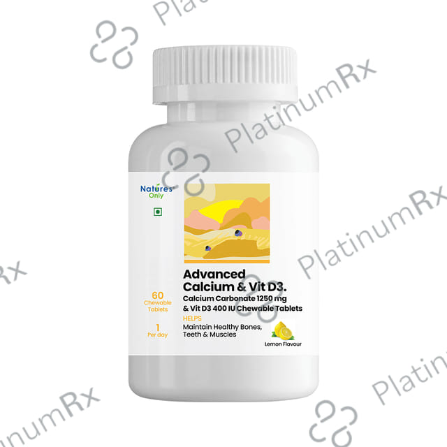 Natures Only Advanced Calcium 1250mg & Vitamin D3 400IU Chewable Tablet