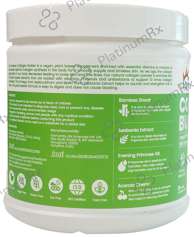 Dr. Morepen Natural Collagen Builder with Biotin & Vitamin C - For Skin, Hair, Nails - Flavour Orange & Berry