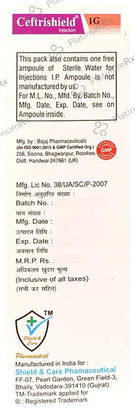 Ceftrishield 1g Injection 1s