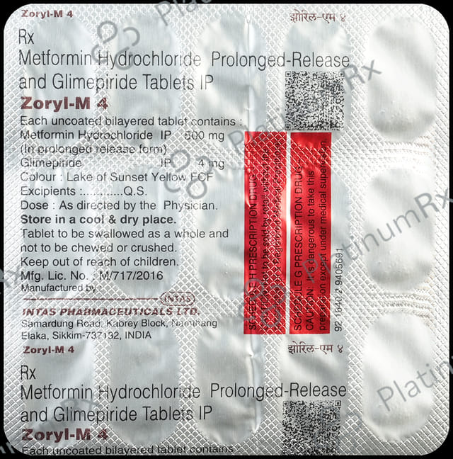 Zoryl M4 4/500mg Tablet PR 15s