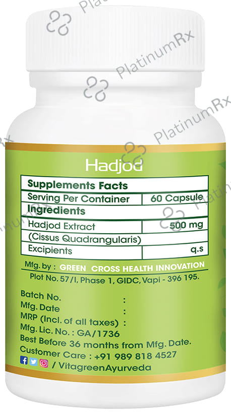 Vitagreen Hadjod 500mg Capsule