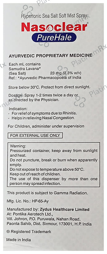 Nasoclear Purehale Nasal Spray 50ml