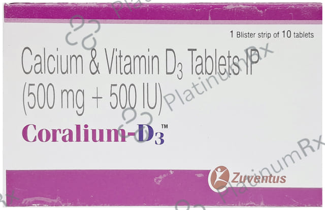 Coralium D3 500mg/500IU Tablet 10s