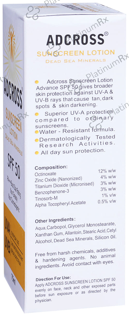 Adcross SPF 50 Sunscreen Lotion 75ml
