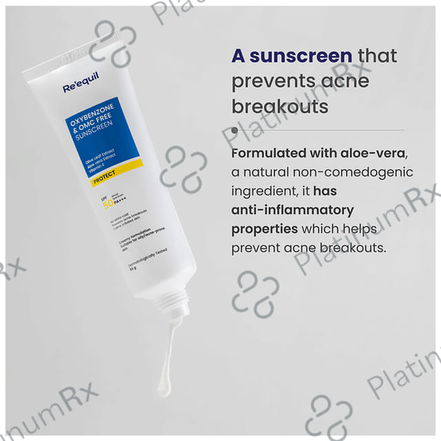 Re'equil Oxybenzone & Omc Free Sunscreen SPF 50 PA+++ Cream 50gm