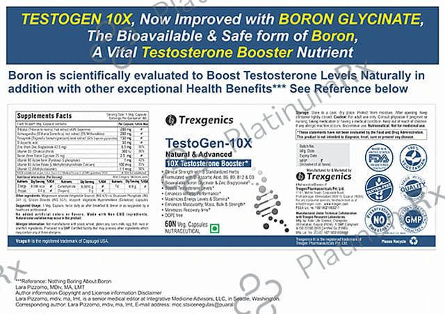 Trexgenics TestoGen 10X - Natural Testosterone Booster Veg Capsule for Men
