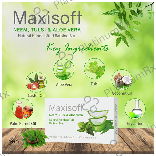 Maxisoft Neem, Tulsi & Aloe Vera Bathing Bar (75gm Each) 3 units
