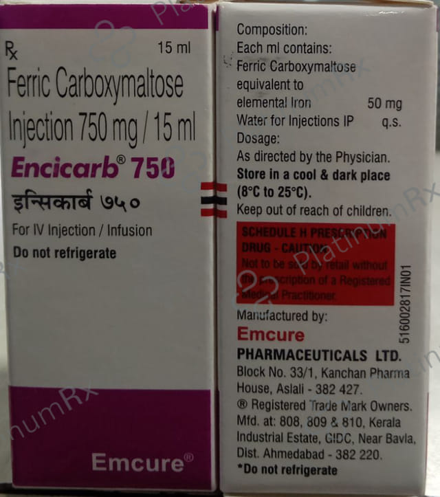 Encicarb 750mg/15ml (50mg/ml) Injection 15ml