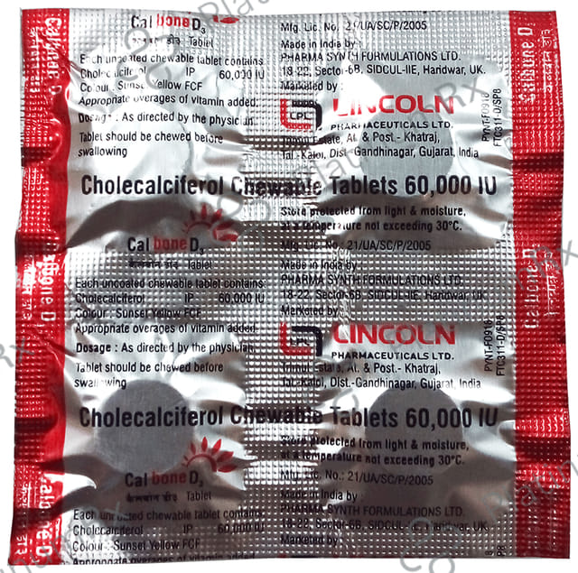 Calbone D3 500mg/250IU Chewable Tablet 4s