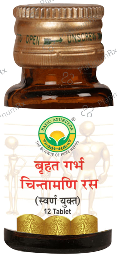Basic Ayurveda Brihat Garbh Chintamani Ras with Gold Tablet 12 tablets