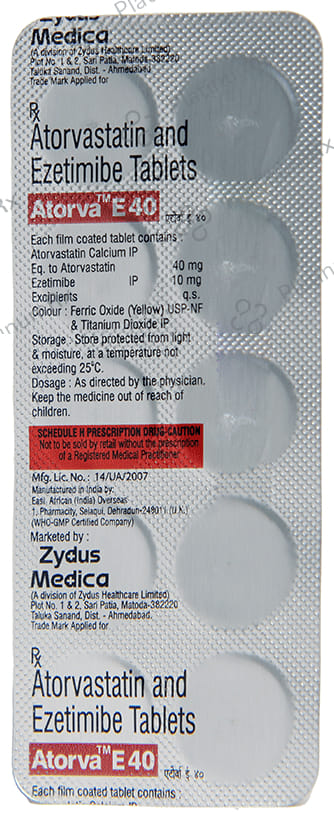 Atorva E 40/10mg Tablet 10s