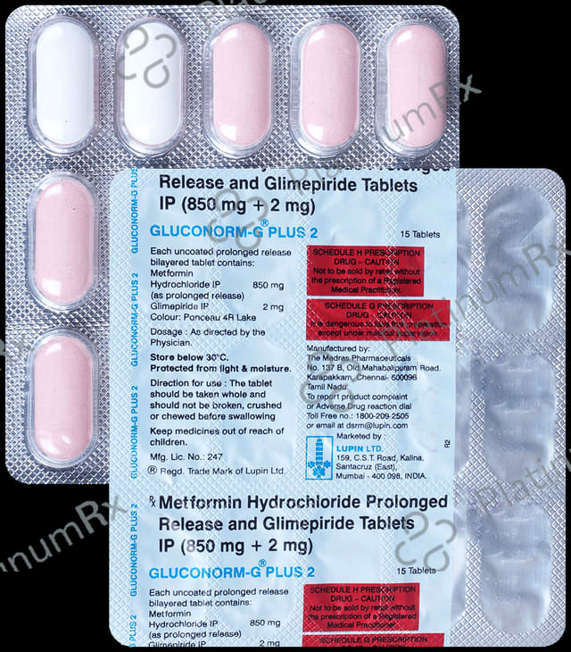Gluconorm G Plus 2/850mg Tablet PR 15s