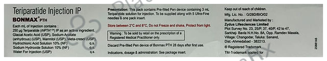 Bonmax PTH 750mcg Injection 3ml