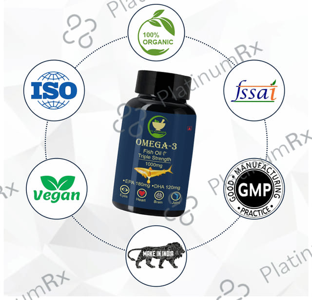 Fij Ayurveda Omega 3 Fish Oil Triple Strength 1000mg Capsule 60s