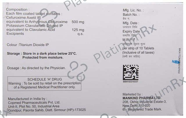 Cefakind CV 500/125mg Tablet 10s