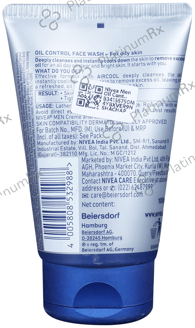 Nivea Men Oil Control Air Cool Mint Crystal Face Wash