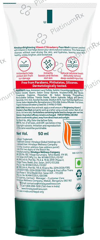 Himalaya Brightening Vitamin C Face Face Wash Strawberry 50 ml
