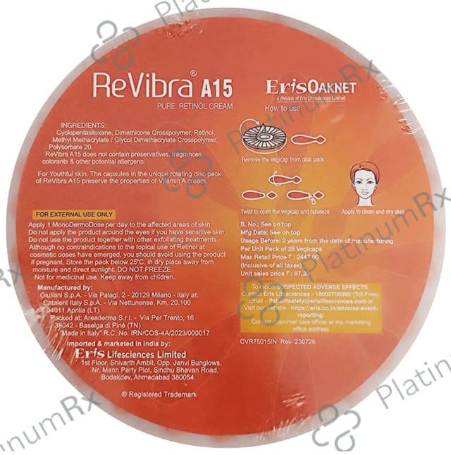 Revibra A15 Pure Retinol Vitamin A Cream 28s