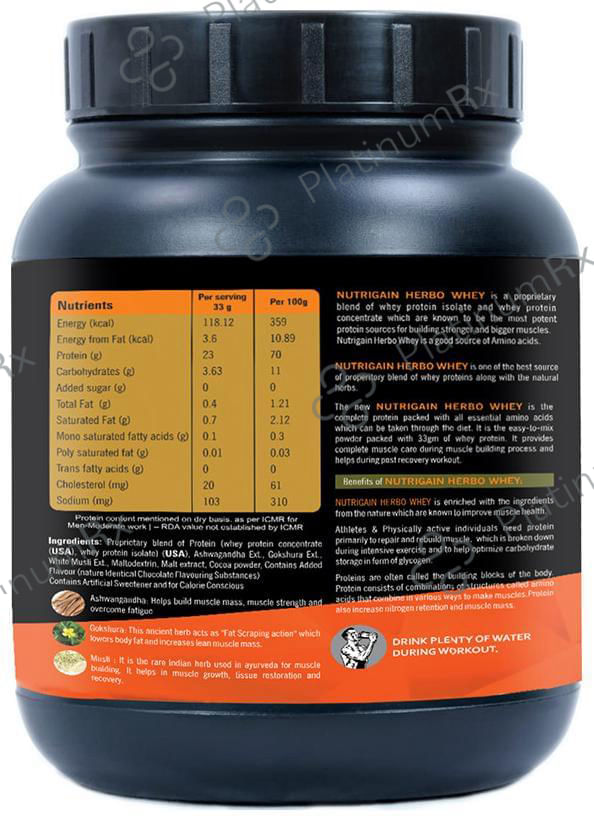 Nutrigain Herbo Whey Protein Powder Chocolate