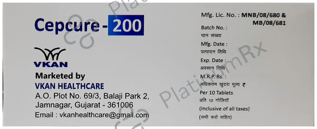 Cepcure 200mg Tablet DT 10s