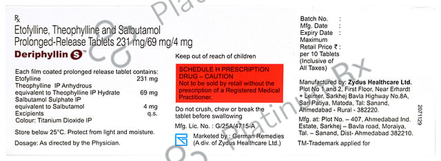 Deriphyllin S 231mg/69mg/4mg Tablet PR 10s