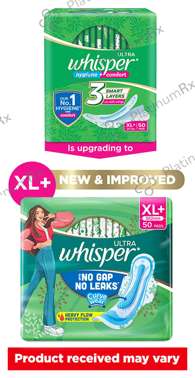 Whisper Ultra Clean Hygiene Comfort Sanitary Pads - Size XL+ 50 pads
