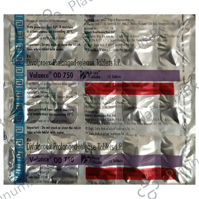 Valance OD 750mg Easy Glide Tablet PR 15s