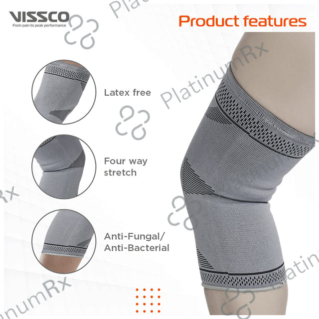 Vissco Stretchable 2D Knee Cap, Knee Support for Pain Relief and Injury in Pair Medium