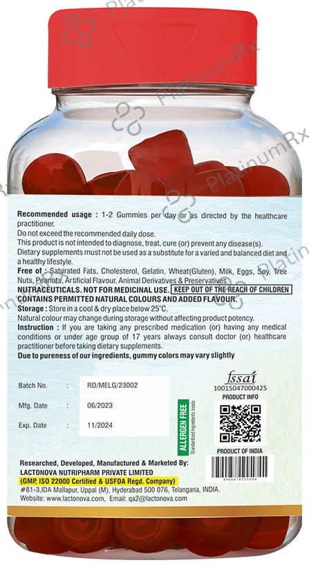 Lactonova Happi Gummies Melatonin 5mg - Flavour - Watermelon & Strawberry Combination Gluten Free