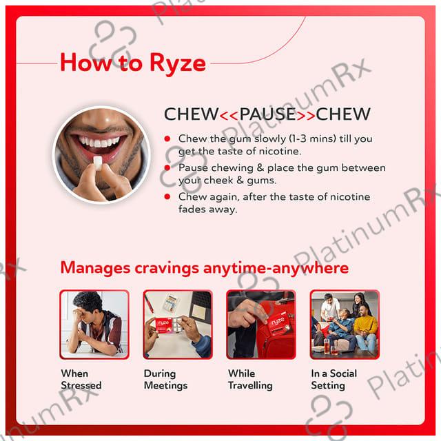 Ryze Nicotine Gums 2mg (9 Each) Royal Paan