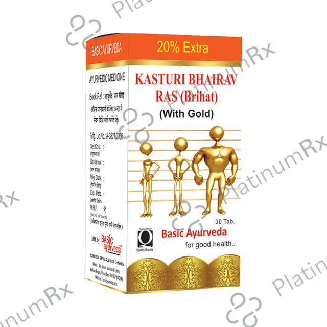 Basic Ayurveda Brihat Kasturi Bhairav Ras with Gold 30 tablets