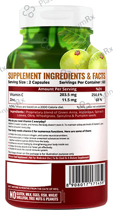 Nature Life Nutrition Plant Based Vitamin C+Zinc Vegetarian Capsule