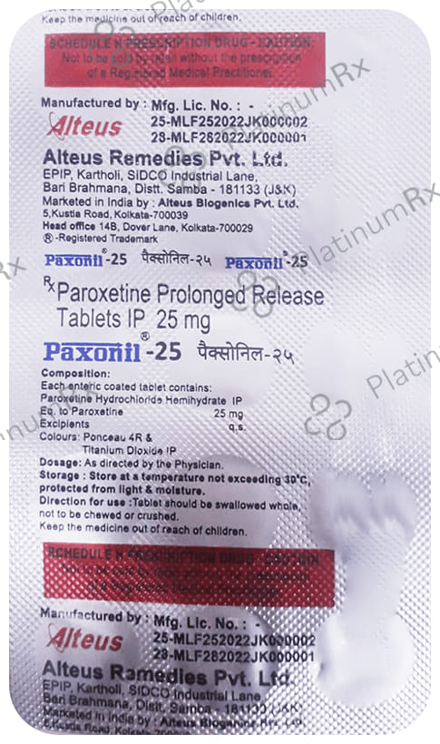 Paxonil 25mg Tablet SR 15s