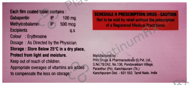 Megafit G 100mg/500mcg Tablet 10s