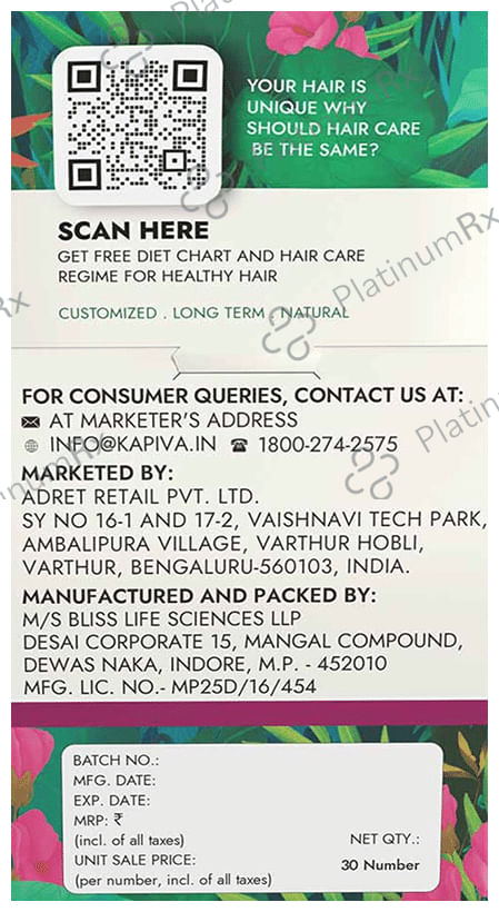 Kapiva Hair Gummies for Women- Natural Source of Biotin - Controls Hair fall 30 gummies