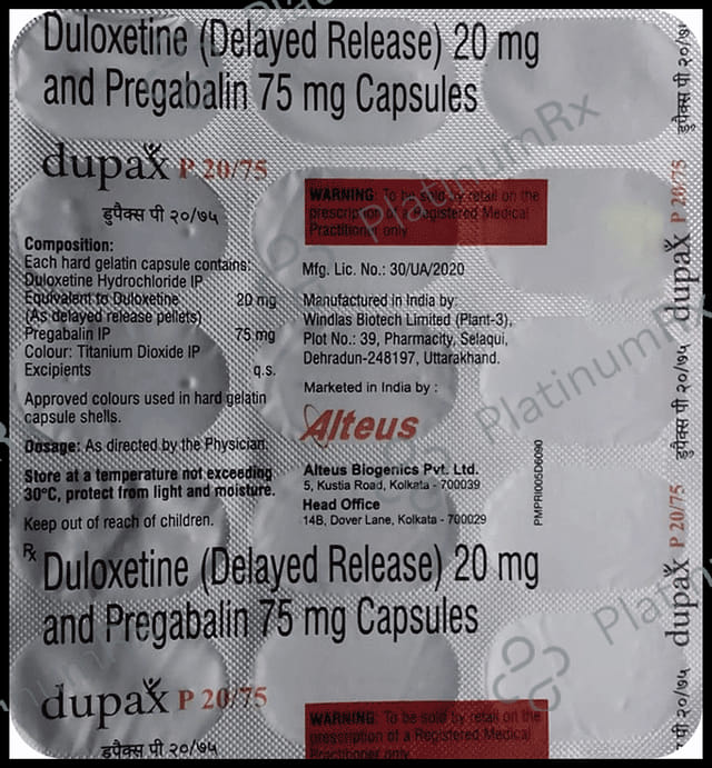 Dupax P 75mg/20mg Tablet