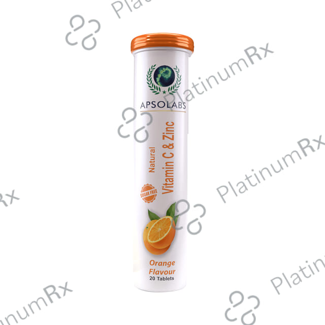 Apsolabs Natural Vitamin C & Zinc Effervescent Tablet Sugar Free Orange 20 Effervescent Tablet