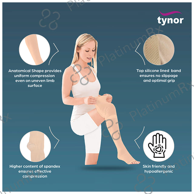 Tynor I 70 Medical Compression Stocking Mid Thigh Large 1s