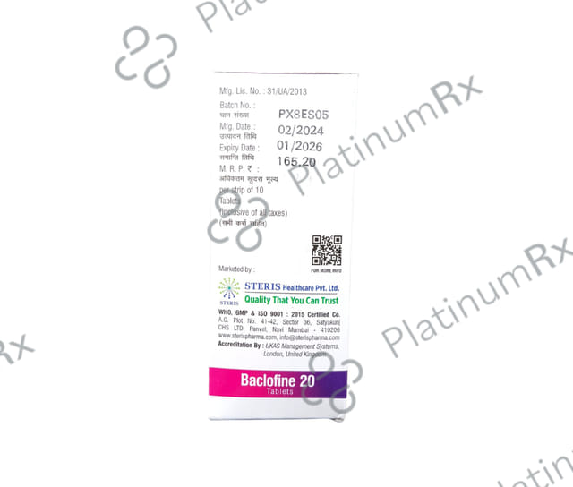 Baclofine 20mg Tablet ER 10s