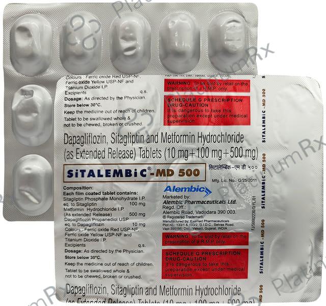 Sitalembic MD 10mg/500mg/100mg Tablet 15s