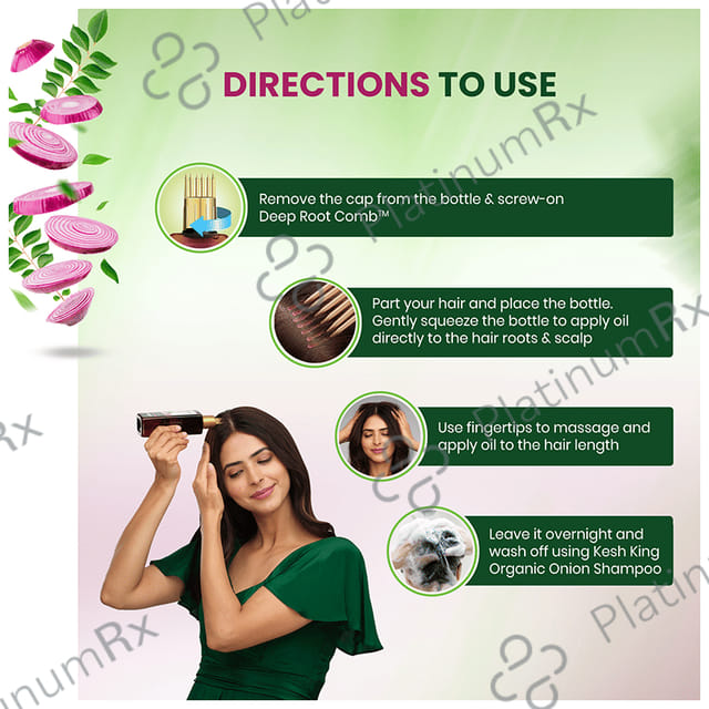 Kesh King Organic Onion Oil with Curry Leaves Reduces Hair Fall - Infused with 21 Ayurvedic Herbs 100 ml