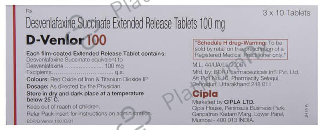 D Venlor 100mg Tablet ER 10s