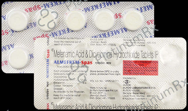Almefkem Spas 10/250mg Tablet 10s