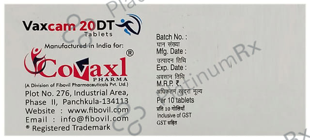 Vaxcam 20mg Tablet DT 10s