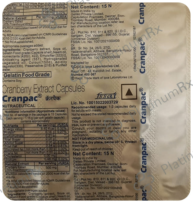 Cranpac 300mg Capsule 15s
