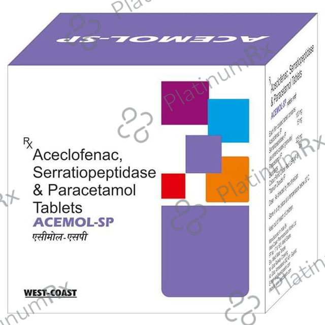 Acemol SP 100/325/15mg Tablet 10s West-Coast Pharmaceutical Works Ltd.