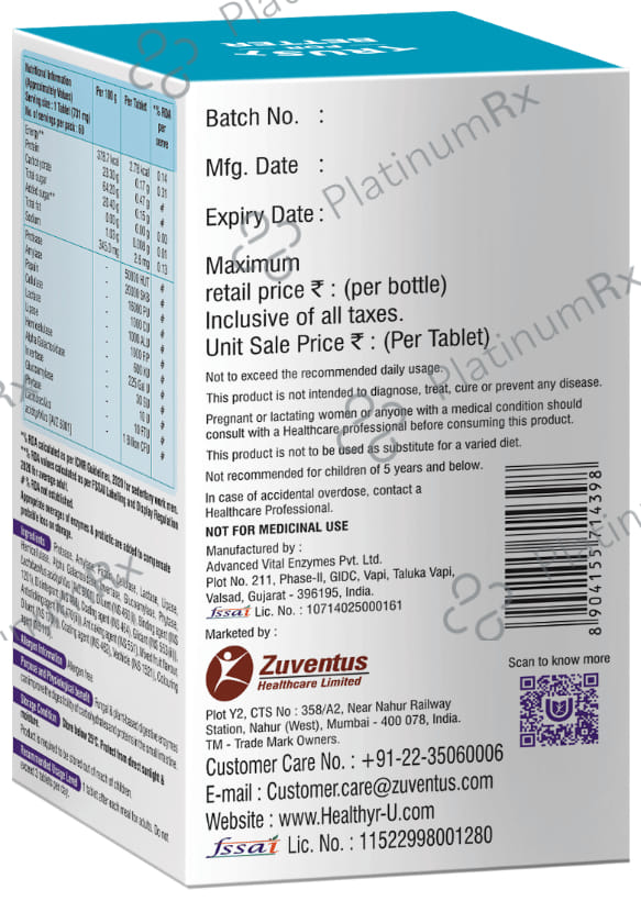 Healthyr U Advanced Digestive Enzymes + Probiotic Tablet 60s