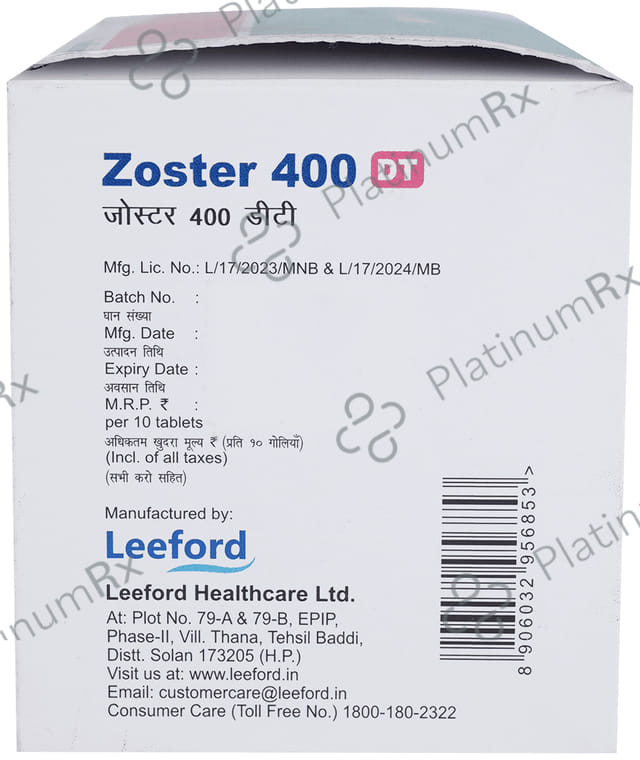 Zoster 400mg Tablet DT 10s
