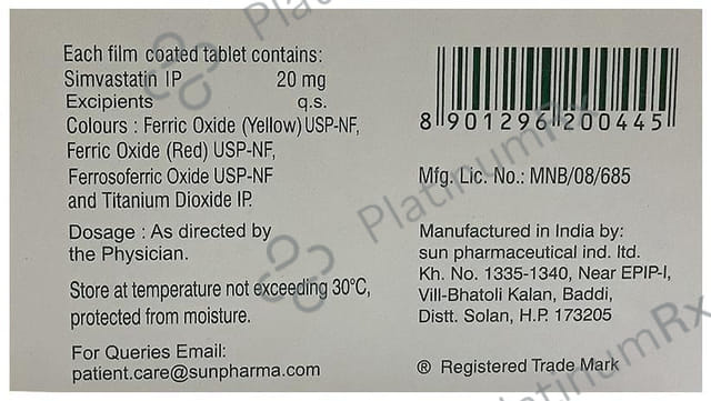 Simvotin 20mg Tablet 10s