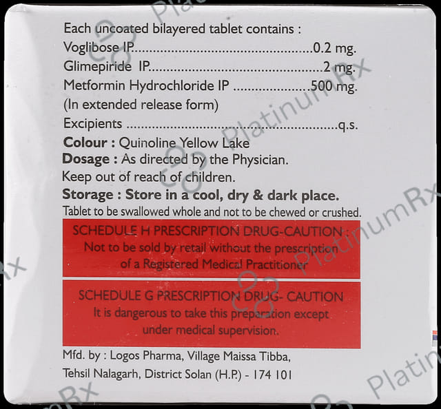 Glimicer MV 2/500/0.2mg Tablet ER 10s